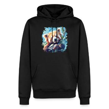 Panda roux Petits pandas Petit panda roux - Sweat à capuche Premium bio Homme - noir - Devant - Nico (187cm)