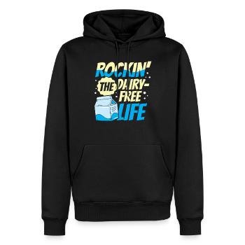 Tolérant au lactose ou intolérant au lactose - Sweat à capuche Premium bio Homme - noir - Devant - Nico (187cm)