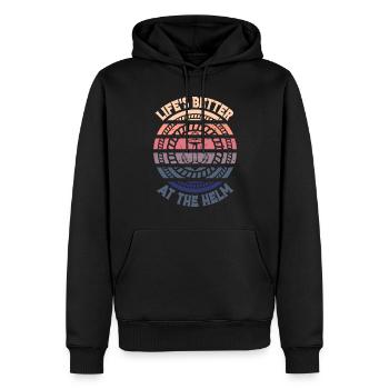 Bootskapitän Lustiger Bootssegelsee Boater - Männer Premium Bio Hoodie - Schwarz - Vorne - Nico (187cm)