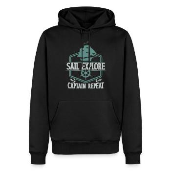 Bootskapitän Lustiger Bootssegelsee Boater - Männer Premium Bio Hoodie - Schwarz - Vorne - Nico (187cm)