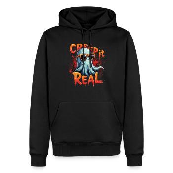 Halloween Boo Creep It Real - Männer Premium Bio Hoodie - Schwarz - Vorne - Nico (187cm)