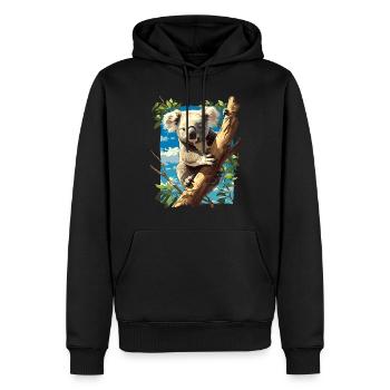 Koalas Koala - Sweat à capuche Premium bio Homme - noir - Devant - Nico (187cm)