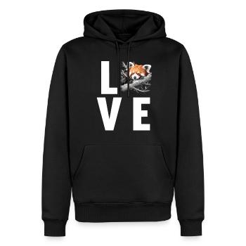 Panda roux Petits pandas Petit panda roux - Sweat à capuche Premium bio Homme - noir - Devant - Nico (187cm)