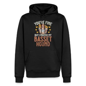 Cadeaux Basset Hound - Sweat à capuche Premium bio Homme - noir - Devant - Nico (187cm)