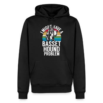 Basset Hound Gifts - Männer Premium Bio Hoodie - Schwarz - Vorne - Nico (187cm)