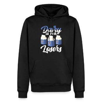 Tolérant au lactose ou intolérant au lactose - Sweat à capuche Premium bio Homme - noir - Devant - Nico (187cm)