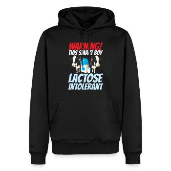 Tolérant au lactose ou intolérant au lactose - Sweat à capuche Premium bio Homme - noir - Devant - Nico (187cm)
