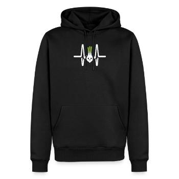 Battement de cœur ECG de poireau - Sweat à capuche Premium bio Homme - noir - Devant - Nico (187cm)