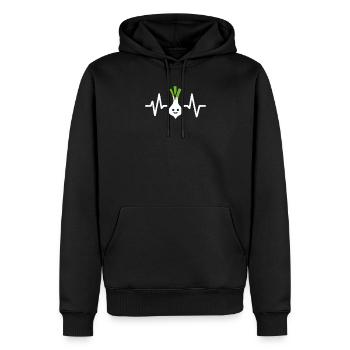 Battement de cœur ECG de poireau - Sweat à capuche Premium bio Homme - noir - Devant - Nico (187cm)