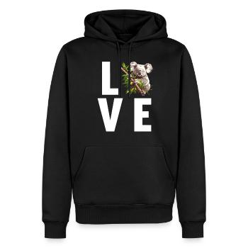 Koalas Koala - Sweat à capuche Premium bio Homme - noir - Devant - Nico (187cm)