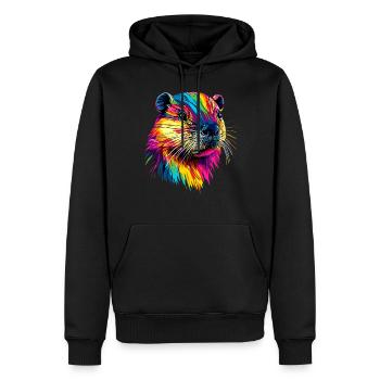 Biber Bunt Regenbogen Popart Nagetiere Süßer Biber - Männer Premium Bio Hoodie - Schwarz - Vorne - Nico (187cm)