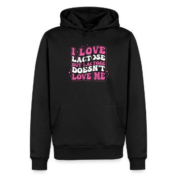 Tolérant au lactose ou intolérant au lactose - Sweat à capuche Premium bio Homme - noir - Devant - Nico (187cm)