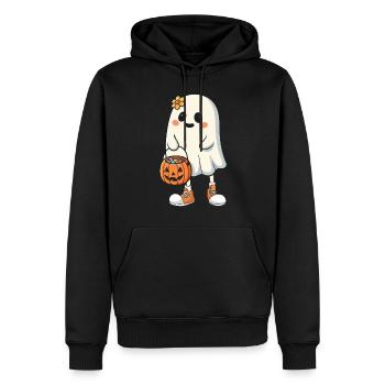 Fantôme mignon avec des bonbons - Sweat à capuche Premium bio Homme - noir - Devant - Nico (187cm)