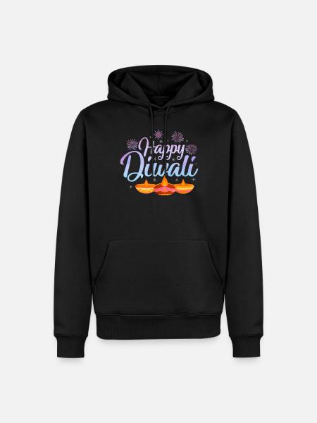 Happy Diwali - Männer Premium Bio Hoodie - Schwarz