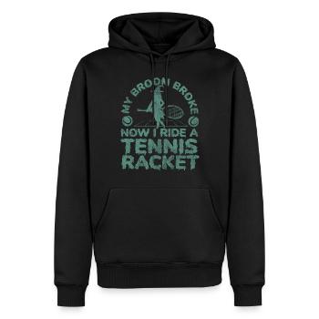 Funny Tennis Player Racket - Männer Premium Bio Hoodie - Schwarz - Vorne - Nico (187cm)