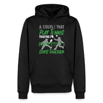 Funny Tennis Player Racket Couple - Männer Premium Bio Hoodie - Schwarz - Vorne - Nico (187cm)