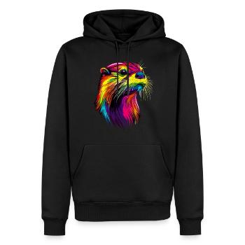 Loutre arc-en-ciel coloré Loutre de mer Martre Loutre mignonne - Sweat à capuche Premium bio Homme - noir - Devant - Nico (187cm)