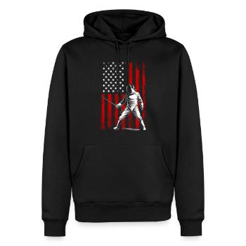 Fencing american flag Combat Fighting, Fencer - Männer Premium Bio Hoodie - Schwarz - Vorne - Nico (187cm)