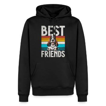 Cadeaux Basset Hound - Sweat à capuche Premium bio Homme - noir - Devant - Nico (187cm)