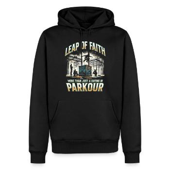 Parkour Parkourläufer Leap of faith - Männer Premium Bio Hoodie - Schwarz - Vorne - Nico (187cm)