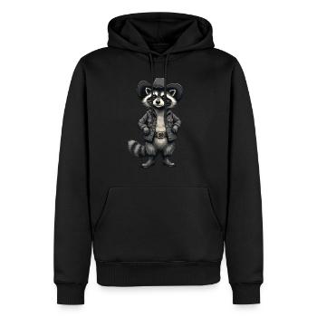 Raton laveur, Cow-boy, Western, Pays - Sweat à capuche Premium bio Homme - noir - Devant - Nico (187cm)