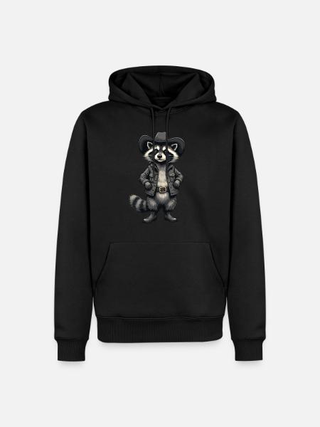 Raccoon, Cowboy, Western, Country - Men’s Premium Organic Hoodie - black