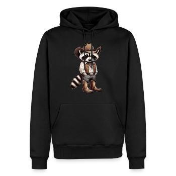 Raton laveur, Cow-boy, Western, Pays - Sweat à capuche Premium bio Homme - noir - Devant - Nico (187cm)