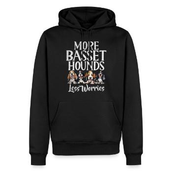 Basset Hound Gifts - Männer Premium Bio Hoodie - Schwarz - Vorne - Nico (187cm)