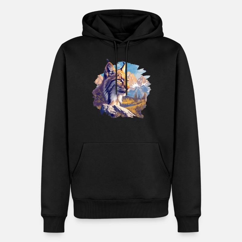 Lynx Luchse Luchs - Männer Premium Bio Hoodie - Schwarz