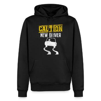 Attention Nouveau conducteur Drôle Test de permis de conduire - Sweat à capuche Premium bio Homme - noir - Devant - Nico (187cm)