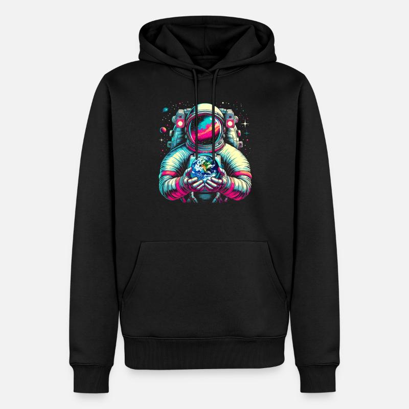 Astronaute dans l’espace, l’espace, la planète, la terre - Sweat à capuche Premium bio Homme - noir
