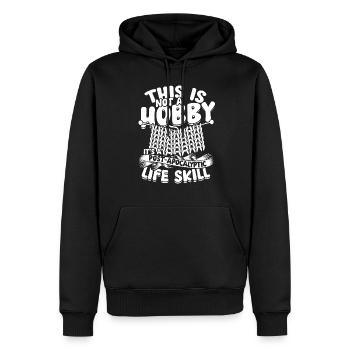 Stricken Häkeln - Männer Premium Bio Hoodie - Schwarz - Vorne - Nico (187cm)