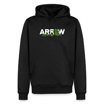 Archer à l’arc Flèche Chuchoteur - Sweat à capuche Premium bio Homme - noir - Devant - Nico (187cm)