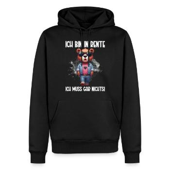 Ich bin in Rente Ich muss gar nix Teddy Bär - Männer Premium Bio Hoodie - Schwarz - Vorne - Nico (187cm)