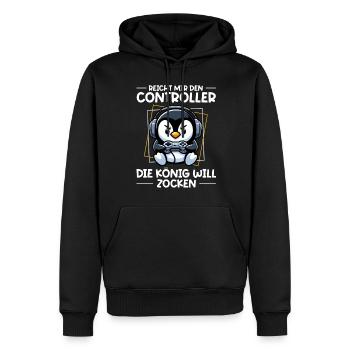 Hands me the controller, the queen wants to play - Men’s Premium Organic Hoodie - black - Front - Nico (187cm)