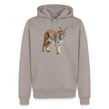 Lynx Luchse Luchs - Sweat à capuche Premium bio Homme - taupe - Devant - Nico (187cm)