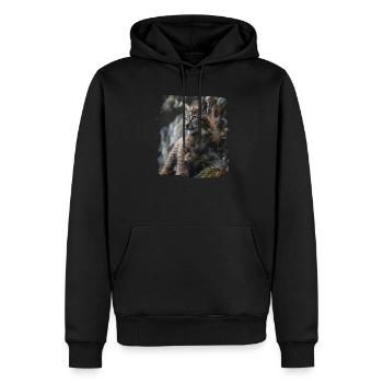 Lynx Luchse Luchs - Sweat à capuche Premium bio Homme - noir - Devant - Nico (187cm)