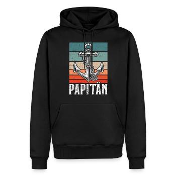 Papitän Lustiges Wortspiel Kapitän Papa Anker - Männer Premium Bio Hoodie - Schwarz - Vorne - Nico (187cm)