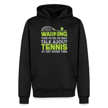 Avertissement de raquette de joueur de tennis drôle - Sweat à capuche Premium bio Homme - noir - Devant - Nico (187cm)