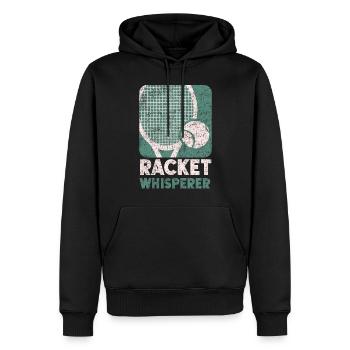 Drôle de joueur de tennis raquette jeu de mots - Sweat à capuche Premium bio Homme - noir - Devant - Nico (187cm)