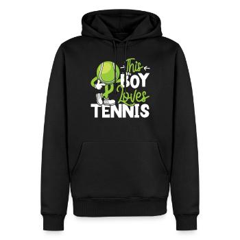 Funny Tennis Player Racket Boy - Männer Premium Bio Hoodie - Schwarz - Vorne - Nico (187cm)