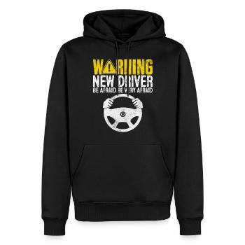 Avertissement Nouveau conducteur Ayez peur Drôle de permis de conduire - Sweat à capuche Premium bio Homme - noir - Devant - Nico (187cm)