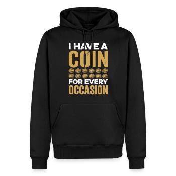 Collectionneur de pièces de monnaie Définition Numismatique - Sweat à capuche Premium bio Homme - noir - Devant - Nico (187cm)