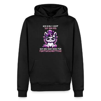 Je ne suis pas difficile seulement pour les - Sweat à capuche Premium bio Homme - noir - Devant - Nico (187cm)