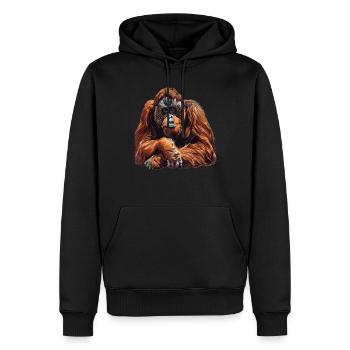 Orang-outan Orangs-outans Orang-outan - Sweat à capuche Premium bio Homme - noir - Devant - Nico (187cm)