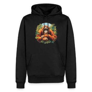 Orang-outan Orangs-outans Orang-outan - Sweat à capuche Premium bio Homme - noir - Devant - Nico (187cm)