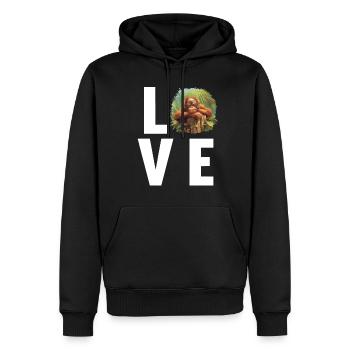 Orang-outan Orangs-outans Orang-outan - Sweat à capuche Premium bio Homme - noir - Devant - Nico (187cm)