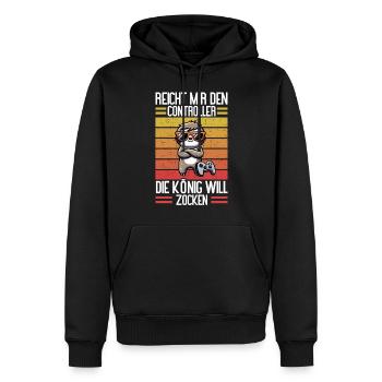 Elle me tend la manette, la reine veut jouer - Sweat à capuche Premium bio Homme - noir - Devant - Nico (187cm)
