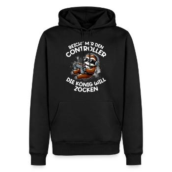Elle me tend la manette, la reine veut jouer - Sweat à capuche Premium bio Homme - noir - Devant - Nico (187cm)