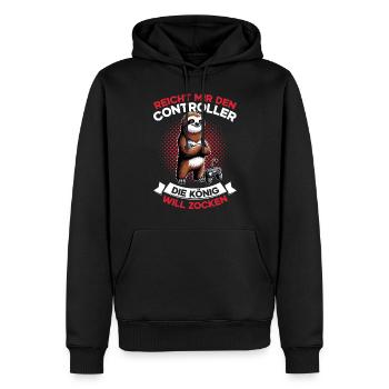 Elle me tend la manette, la reine veut jouer - Sweat à capuche Premium bio Homme - noir - Devant - Nico (187cm)